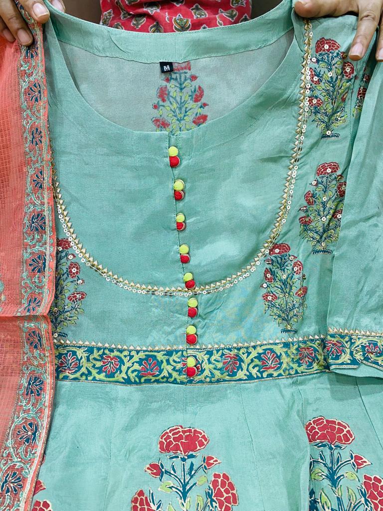 Maslin Silk Anarkali with Dupatta - Mina Designer Collection