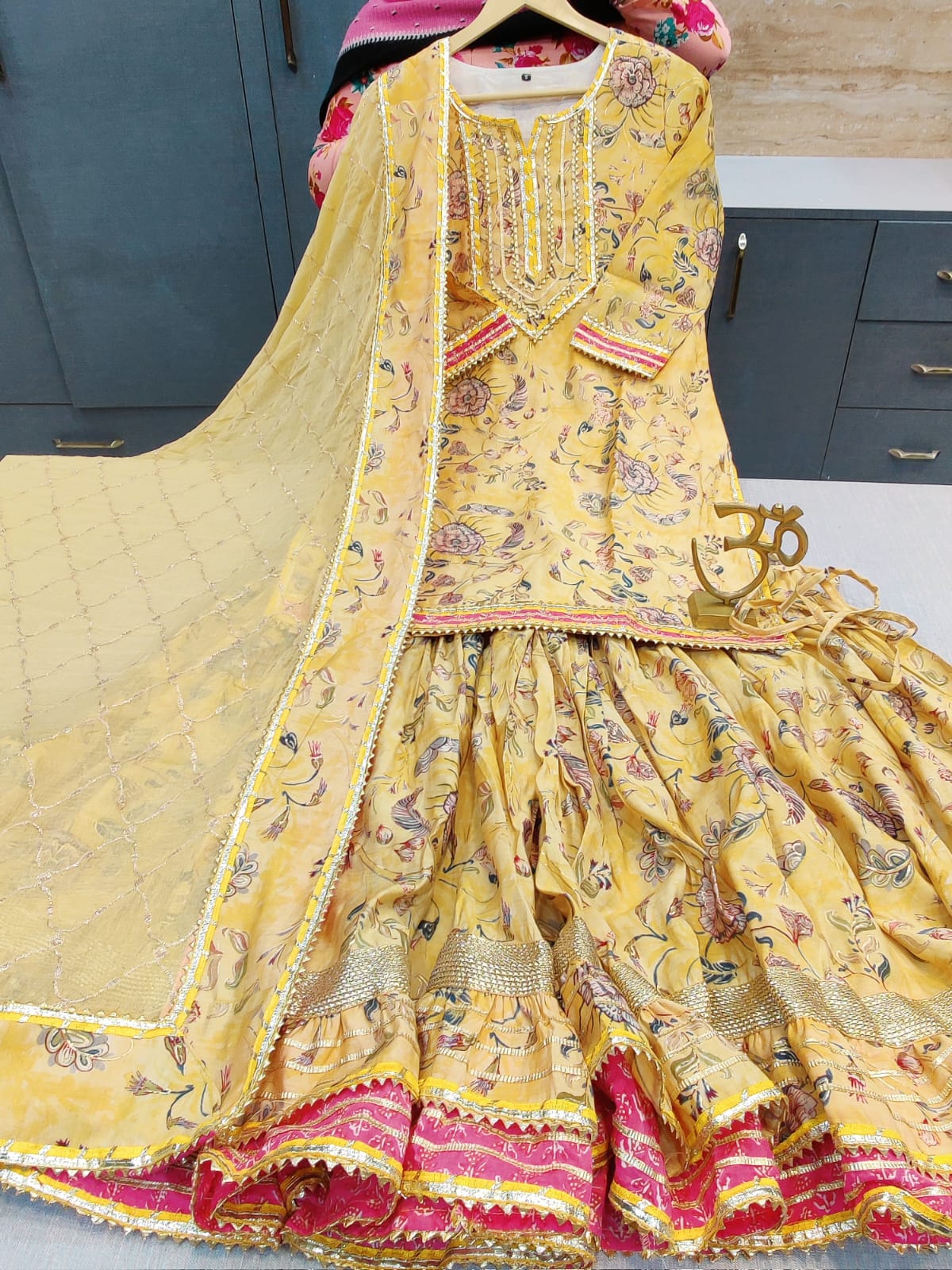 Elegant Cotton Kurti with Sharara and Dupatta - Mina Designer Collection