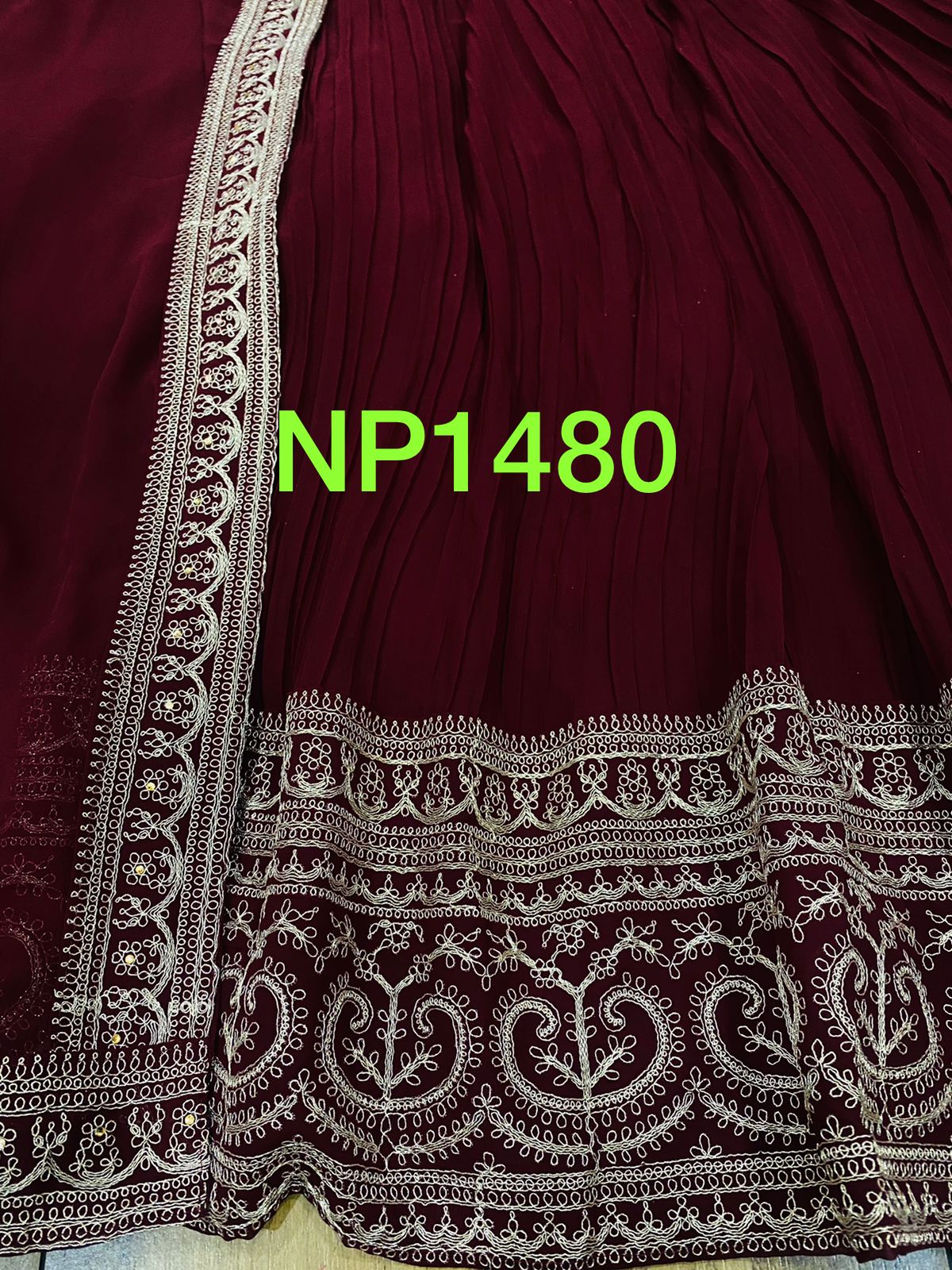 Georgette Pleated Gown with Dupatta