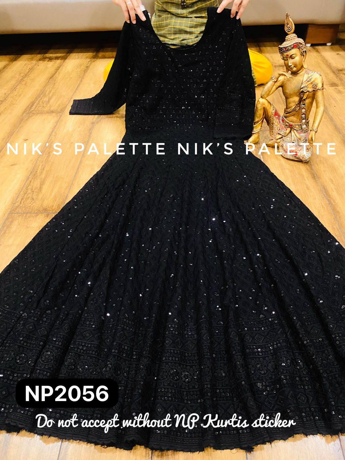 Glittery Black Anarkali Gown with Dupatta