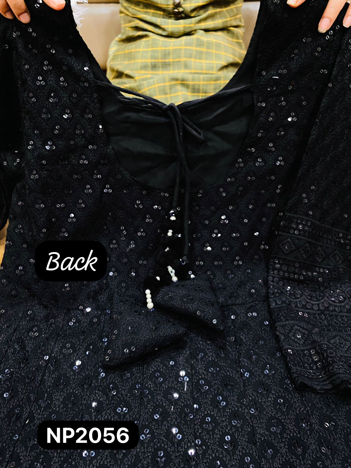Glittery Black Anarkali Gown with Dupatta