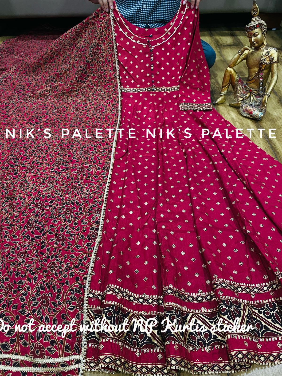 Silk Anarkali Gown With Kota Dupatta - Mina Designer Collection