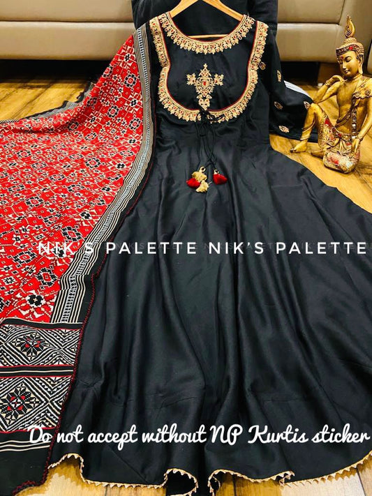 Dola Silk Anarkali Gown With Dupatta - Mina Designer Collection