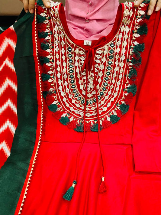 Dola Silk Anarkali Gown With Dupatta - Mina Designer Collection