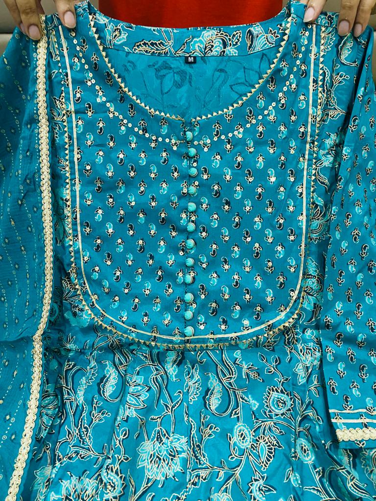 Maslin Silk Anarkali with Dupatta - Mina Designer Collection
