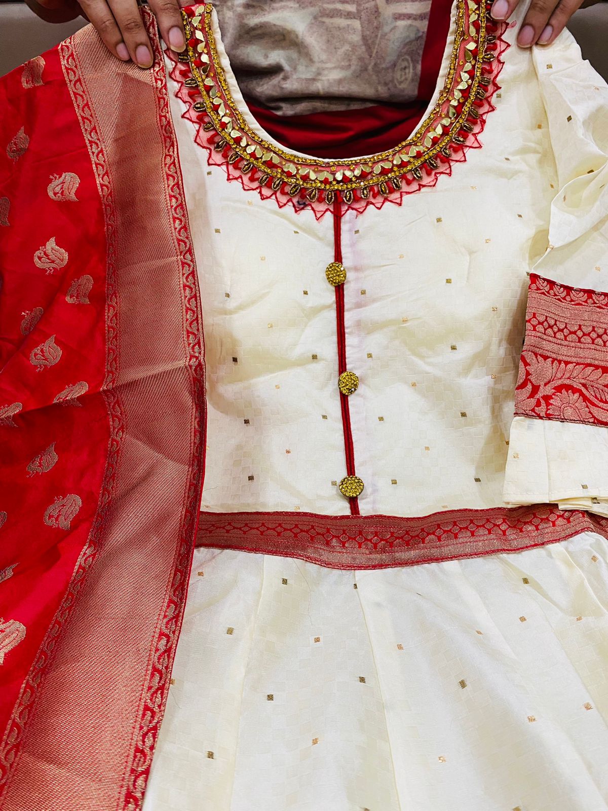 Chanderi Silk Gown With Dupatta - Mina Designer Collection