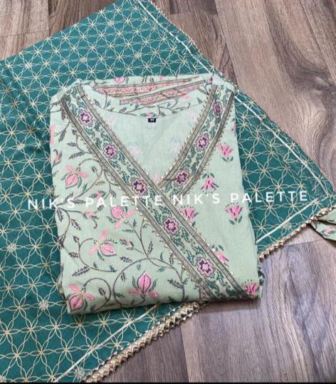 Cotton Angrakha Style Anarkali With Dupatta - Mina Designer Collection