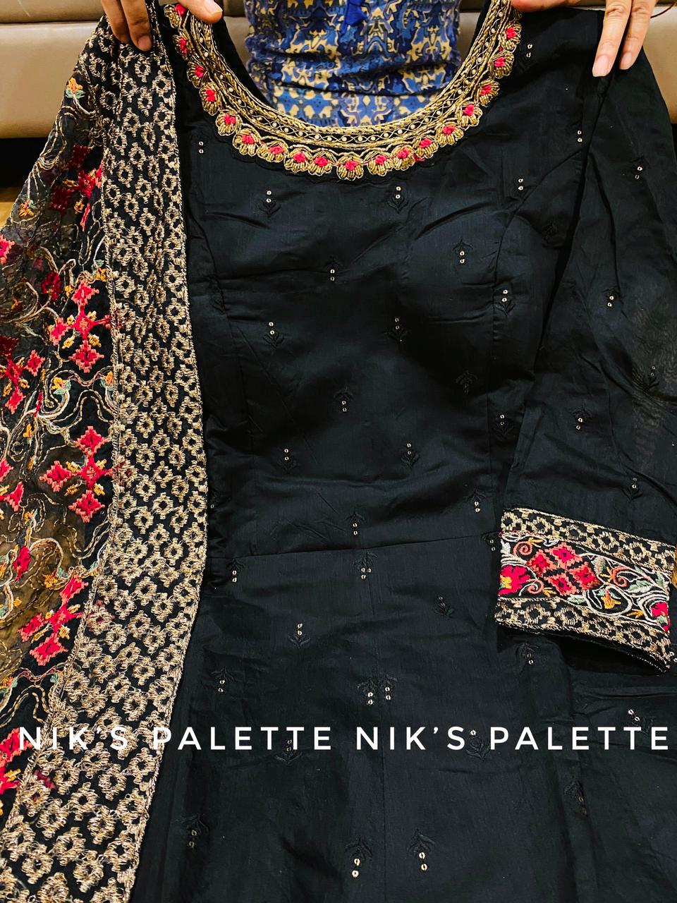 Chanderi Silk Anarkali Gown with Dupatta - Mina Designer Collection