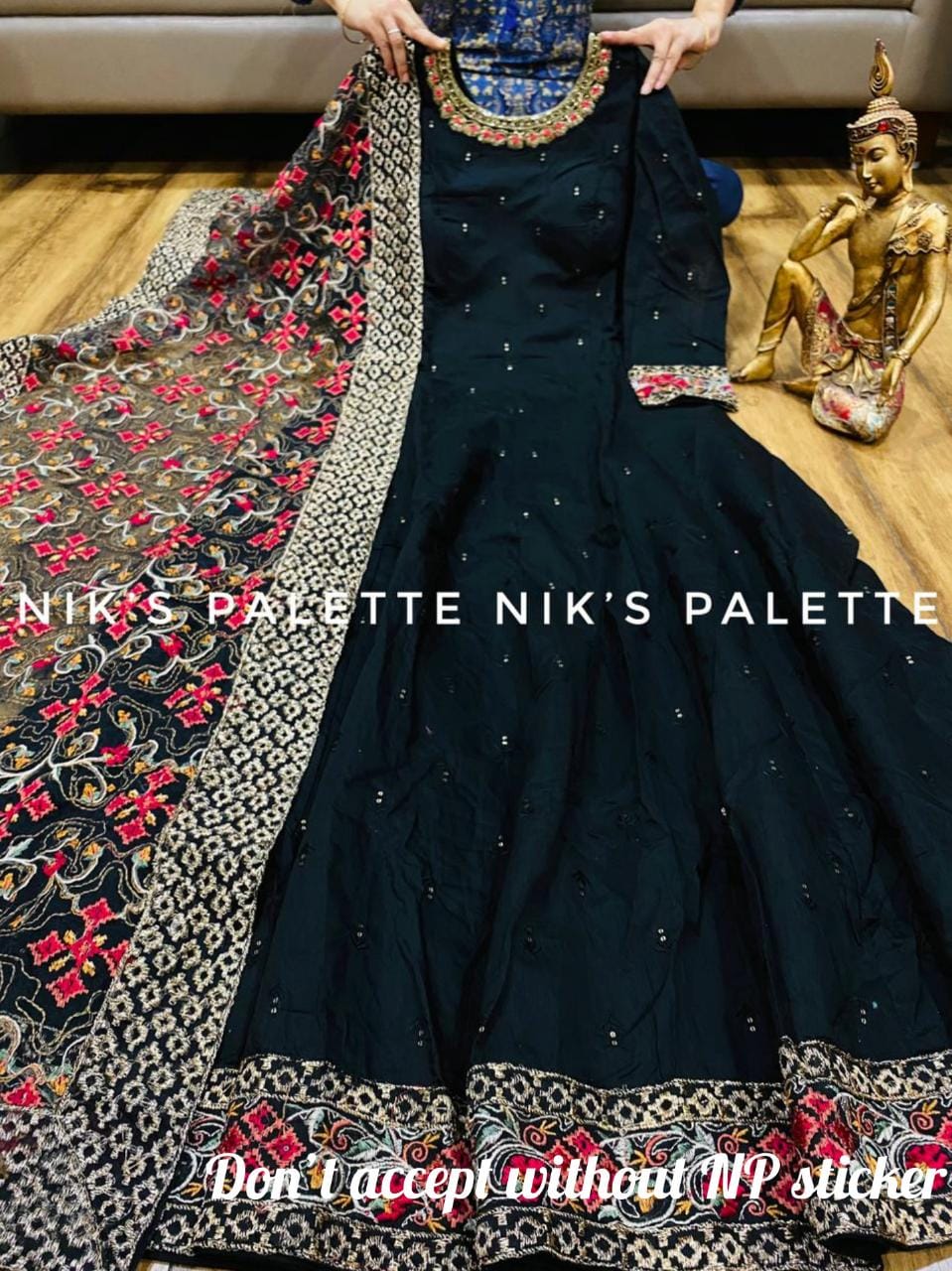 Chanderi Silk Anarkali Gown with Dupatta - Mina Designer Collection