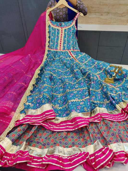 Cotton Anarkali Kurti with Sharara and Dupatta - Mina Designer Collection
