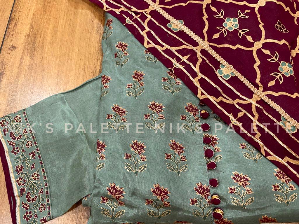 Silk Anarkali with Dupatta - Mina Designer Collection