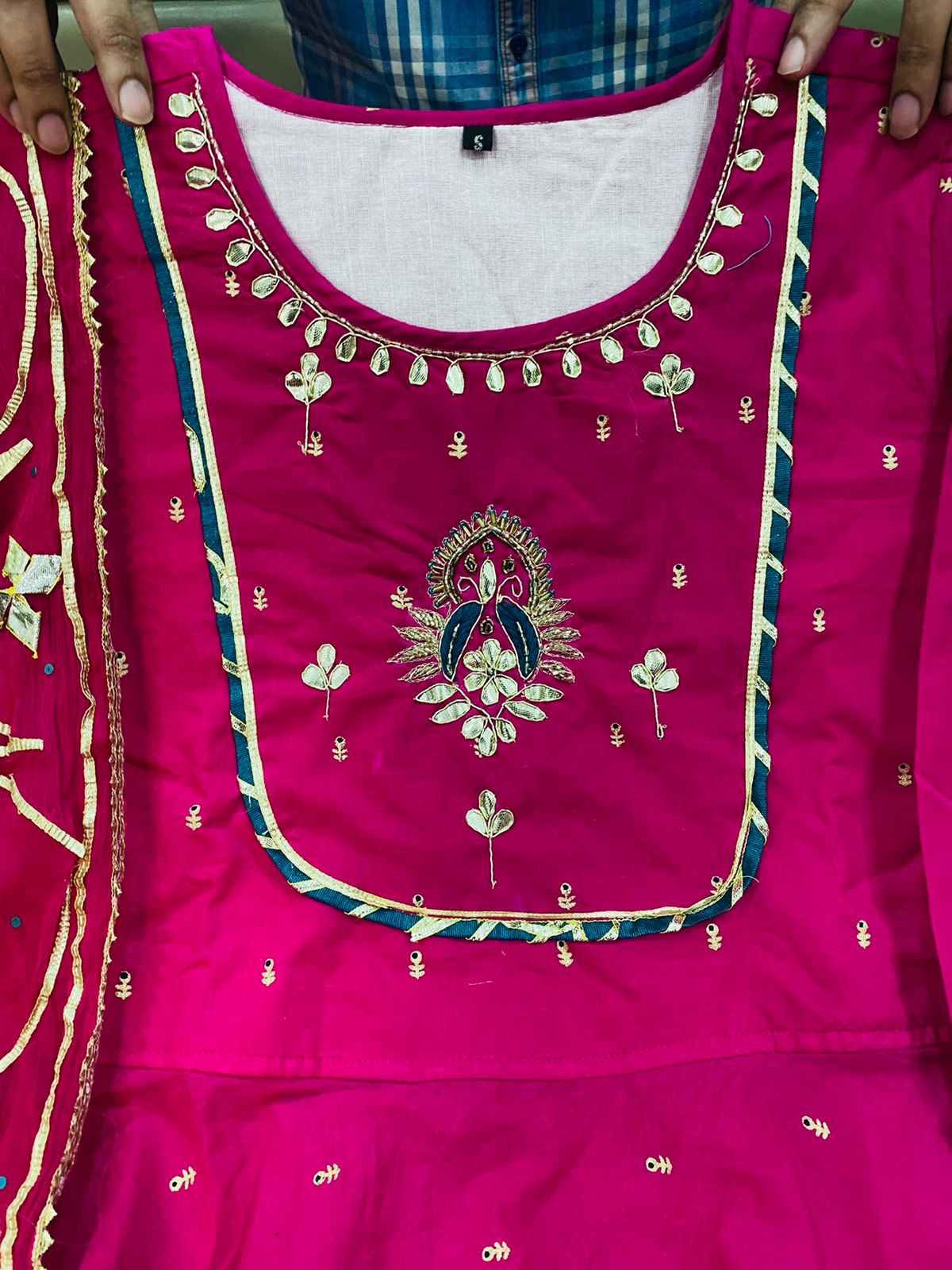 Mesmerizing Cotton Anarkali Kurti with Pant and Dupatta - Mina Designer Collection