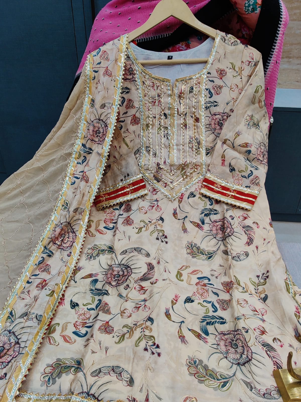 Elegant Cotton Kurti with Sharara and Dupatta - Mina Designer Collection