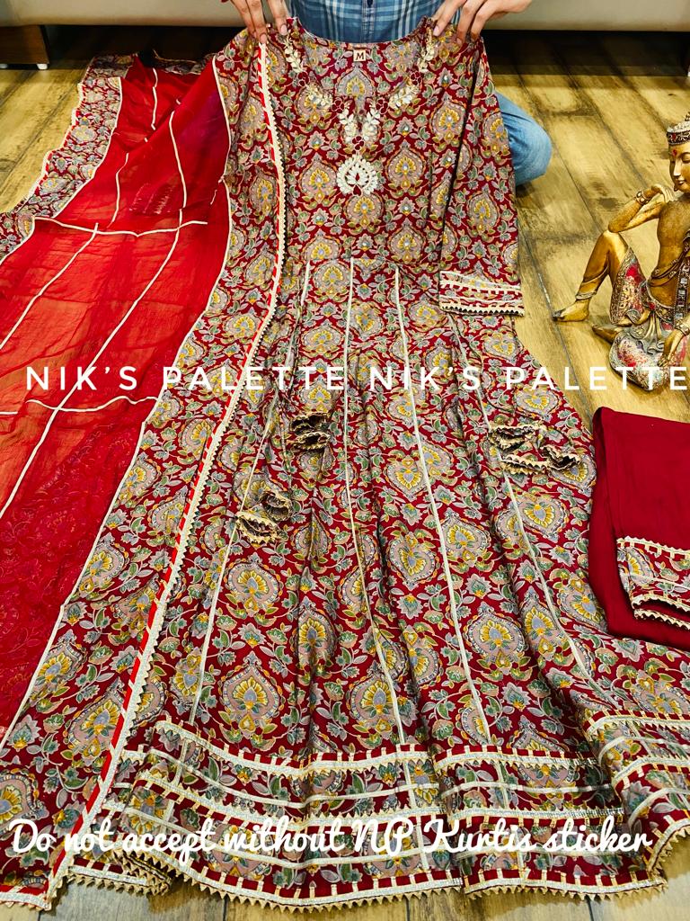 Stunning Muslin Anarkali with Pant and Dupatta - Mina Designer Collection