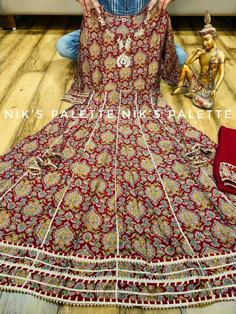 Stunning Muslin Anarkali with Pant and Dupatta - Mina Designer Collection