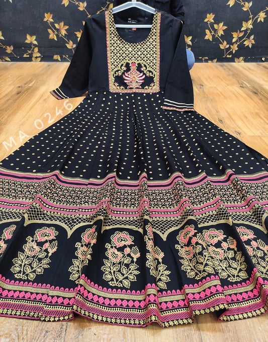 Lovely Rayon Anarkali Gown - Mina Designer Collection