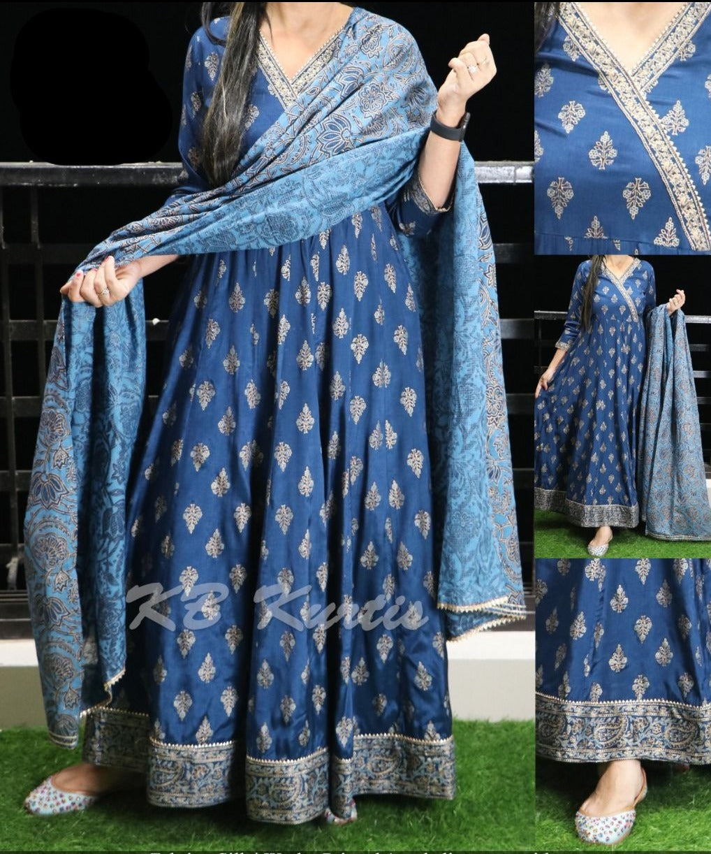 Gorgeous Silk Anarkali Gown with Dupatta - Mina Designer Collection