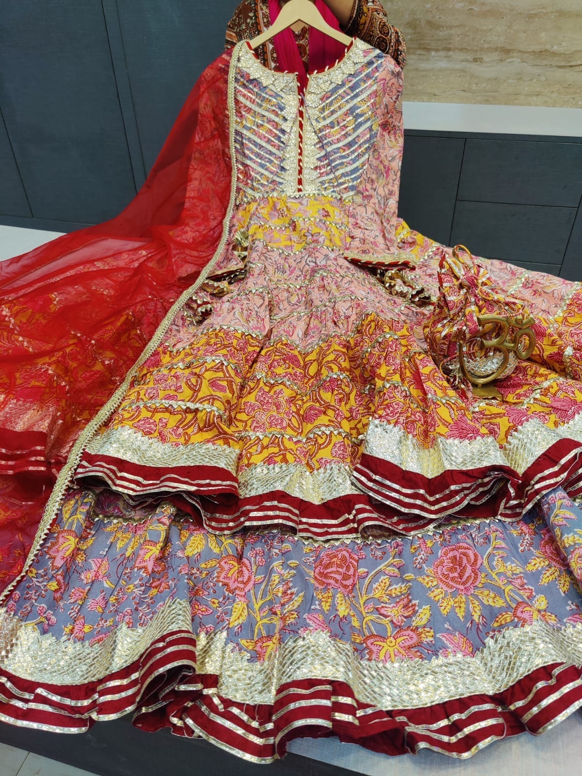Elegant Cotton Anarkali Kurti with Sharara and Dupatta - Mina Designer Collection