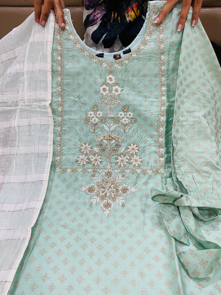 Elegant Maslin Silk Kurti with Pant and Dupatta - Mina Designer Collection