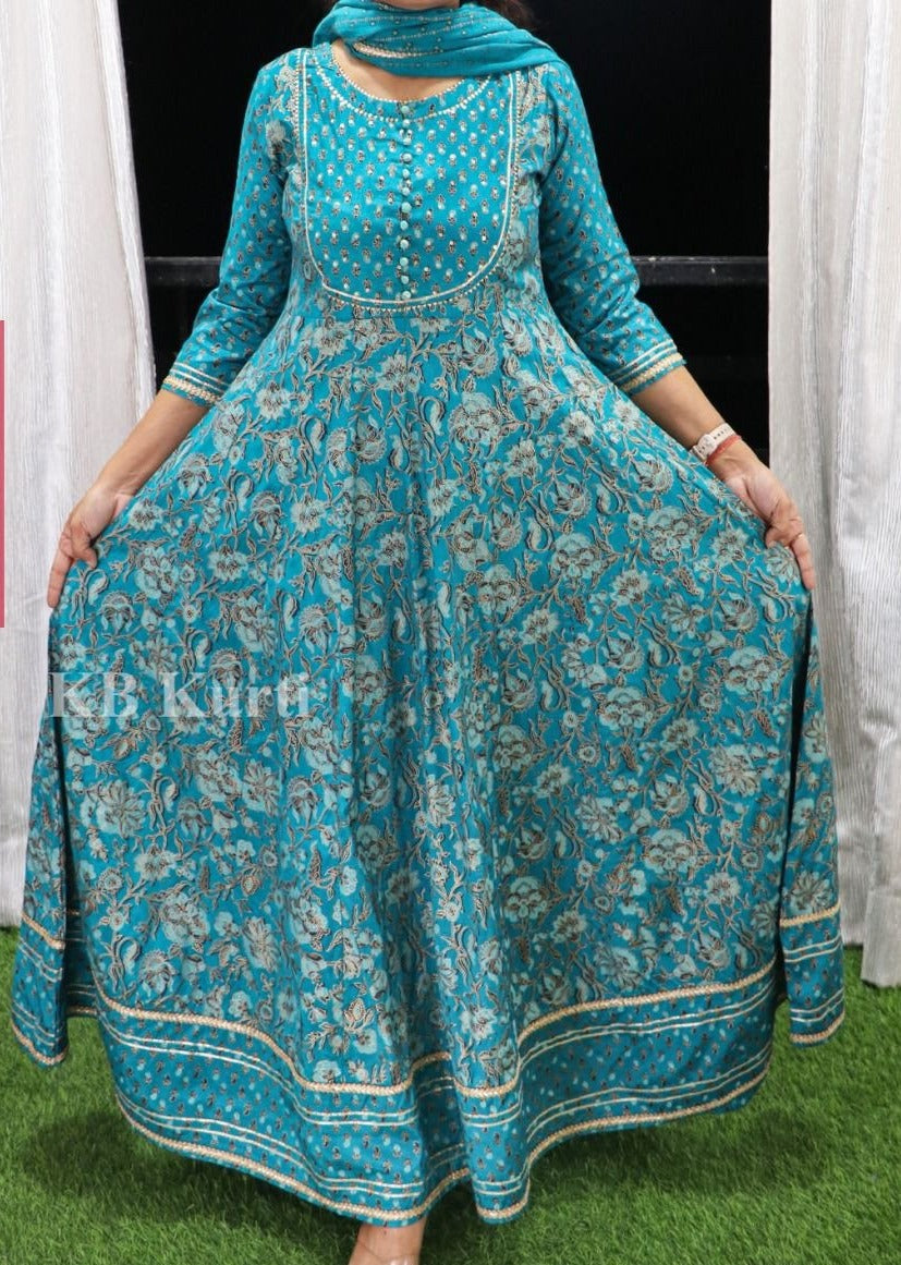 Maslin Silk Anarkali with Dupatta in Plus Size