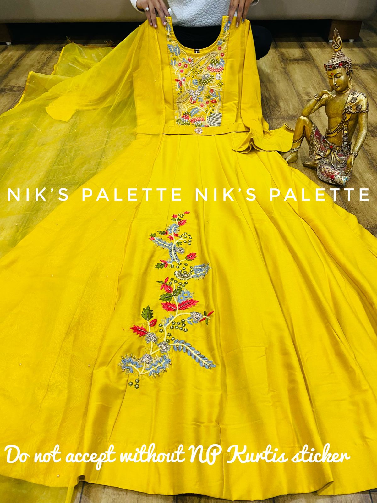 Dola Silk Gown with Dupatta and Belt