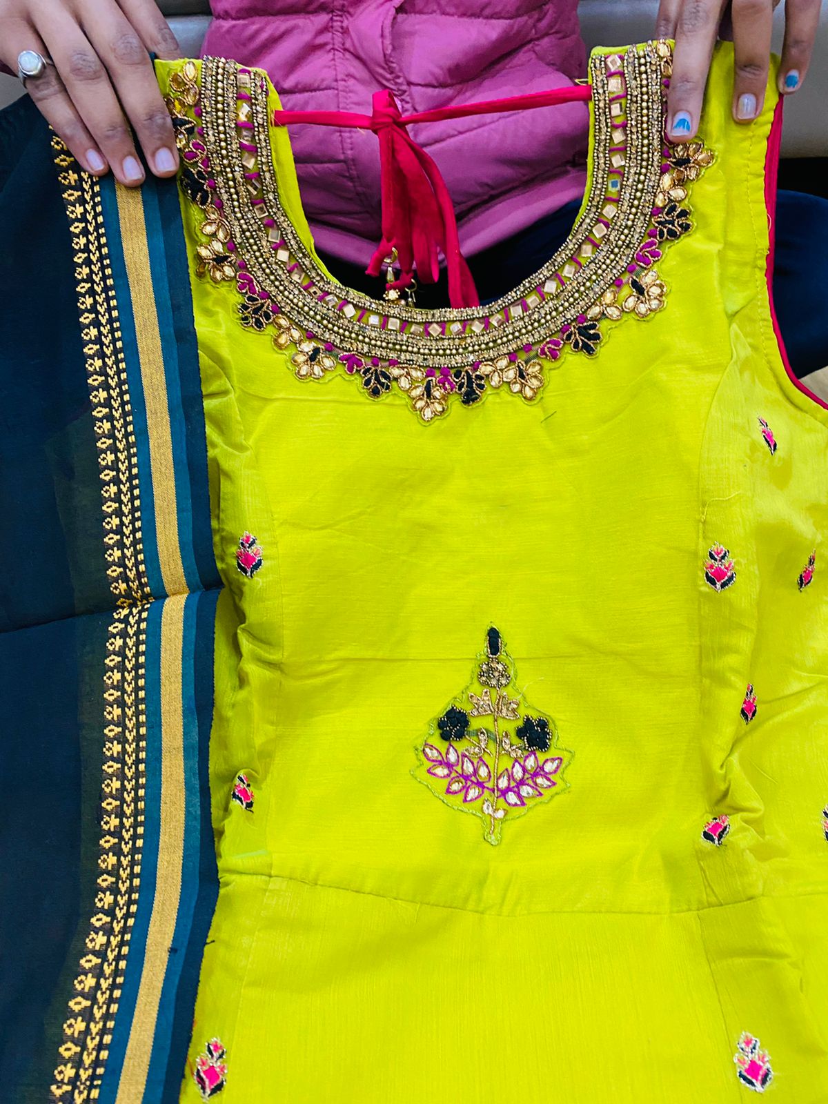 Naina Chanderi Silk Gown with Silk Dupatta