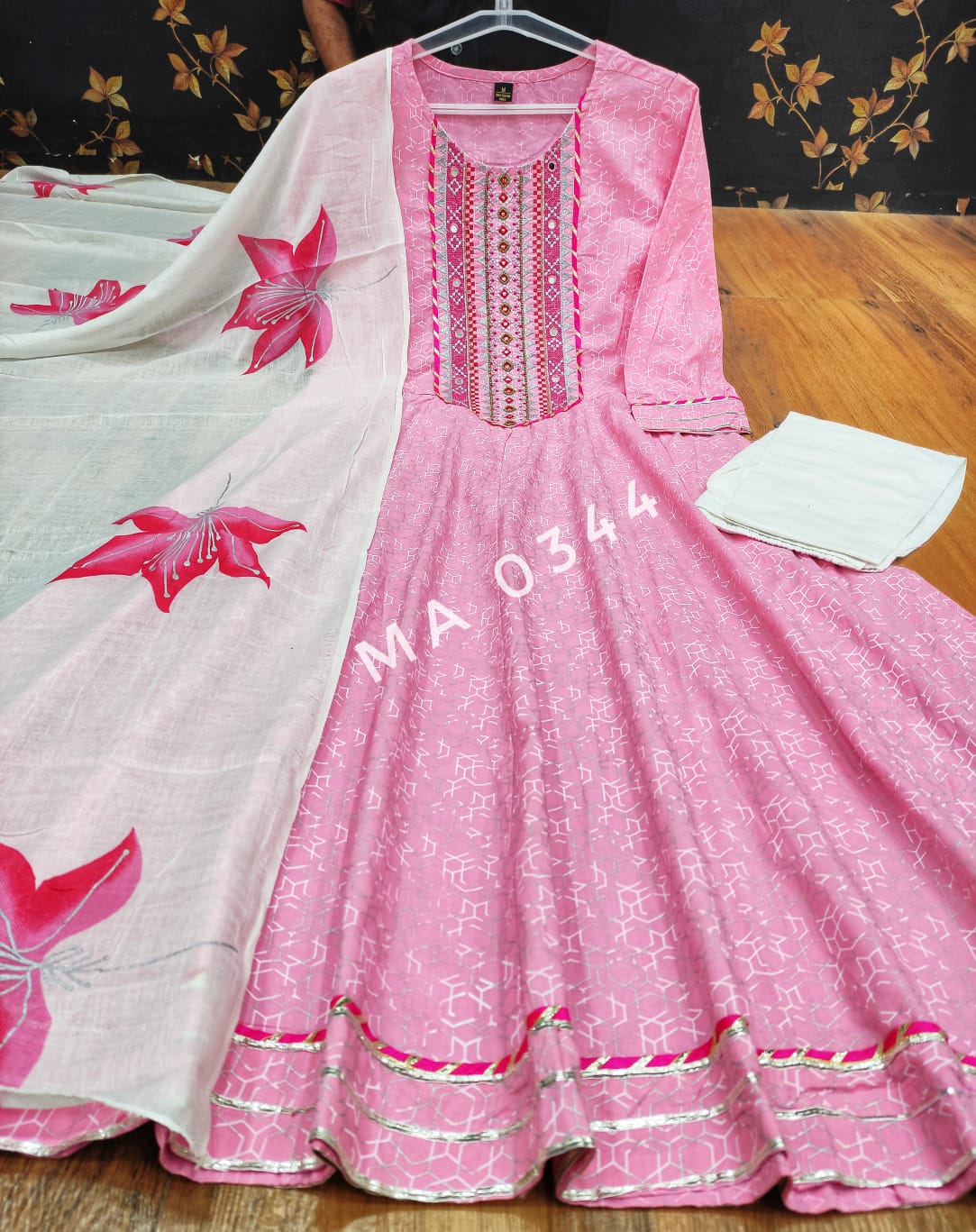 Soft Cotton Anarkali with Pant and Dupatta