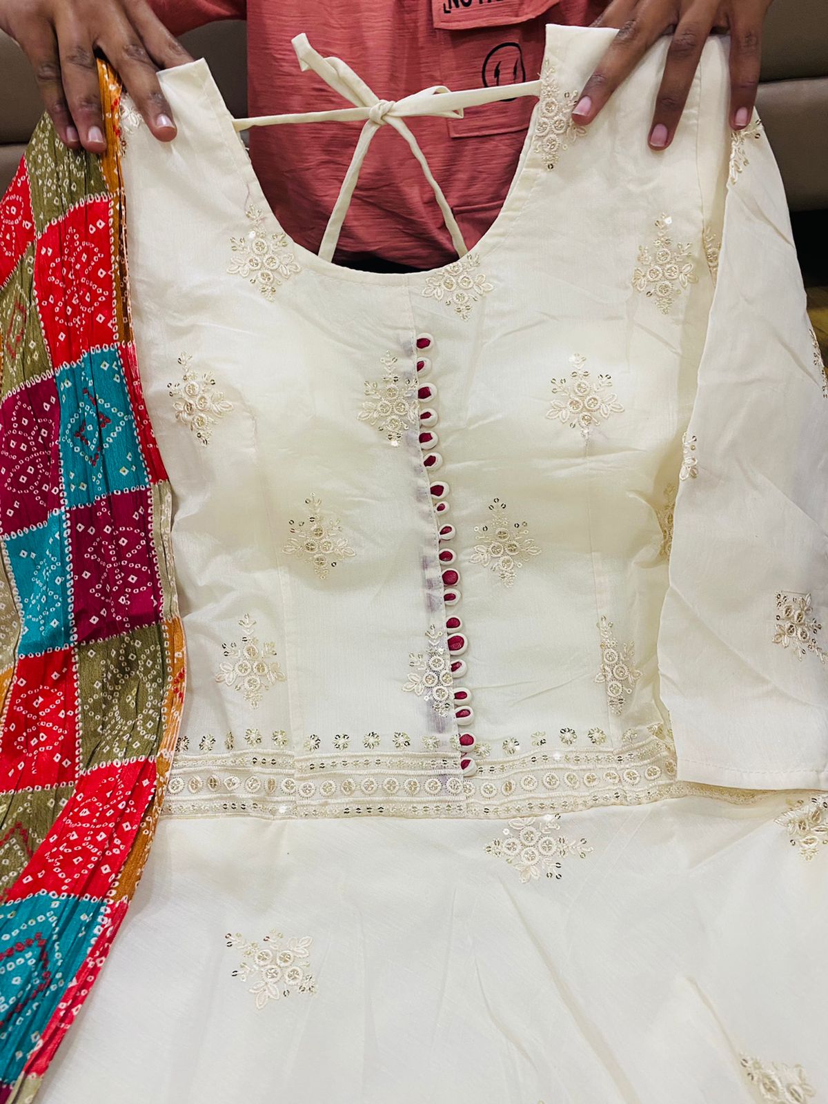 Lovely Chanderi Silk Gown with Dupatta