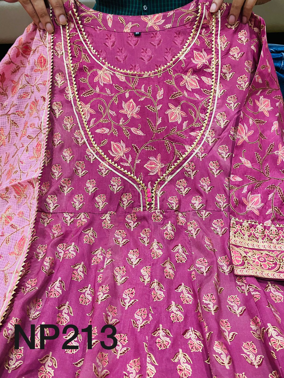 Maslin Silk Anarkali Gown with Dupatta