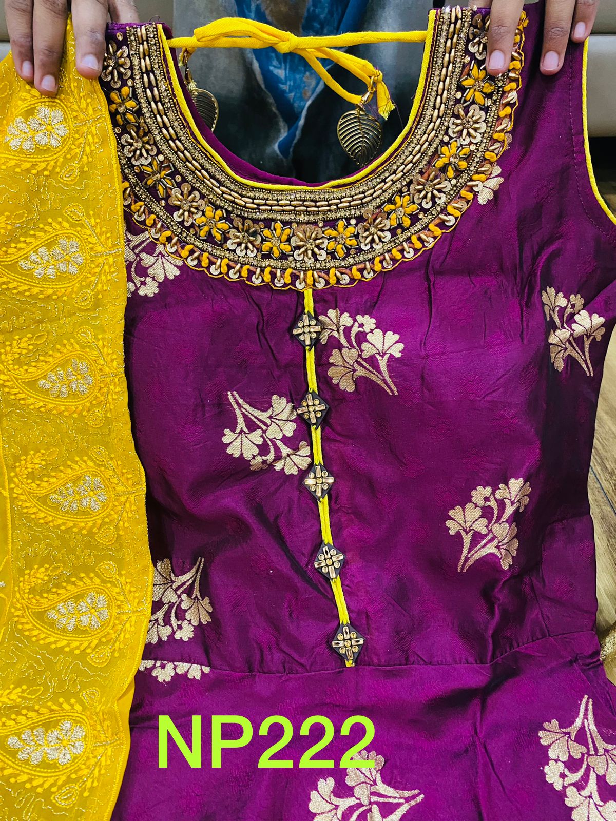 Dove Chanderi Silk Gown with Dupatta