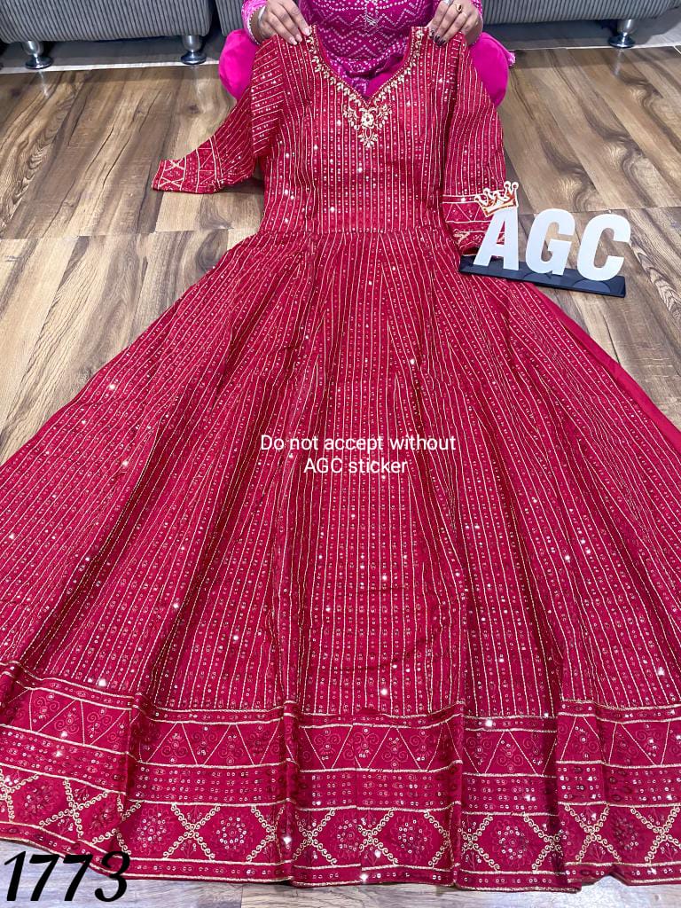 Pink Anarkali Gown with Heavy Banarasi Dupatta