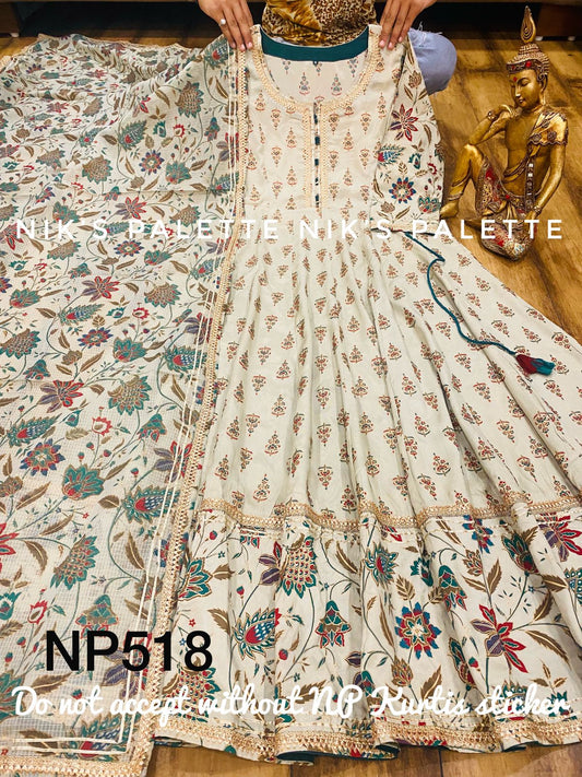 Silk Anarkali Gown with Dupatta