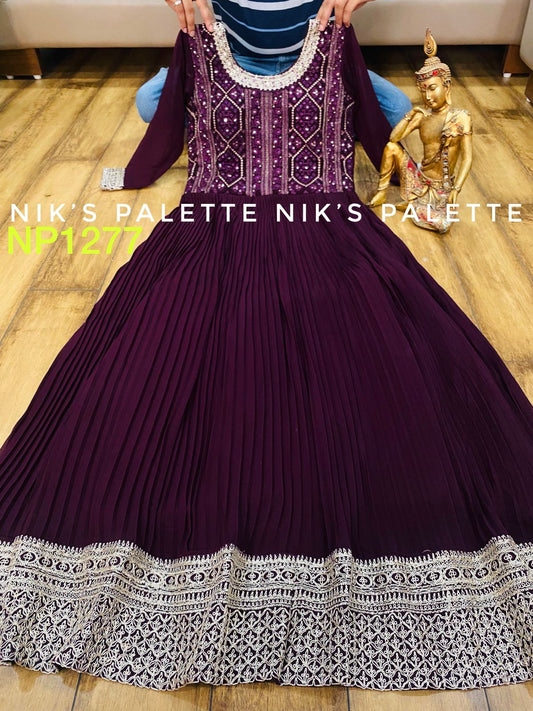 Festive Georgette Gown with Dupatta