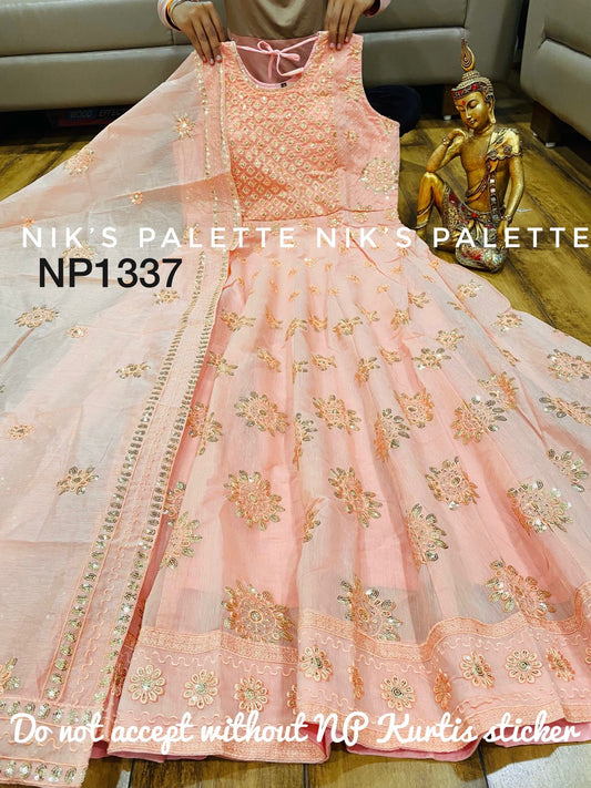 Beautiful Chanderi Gown with Dupatta