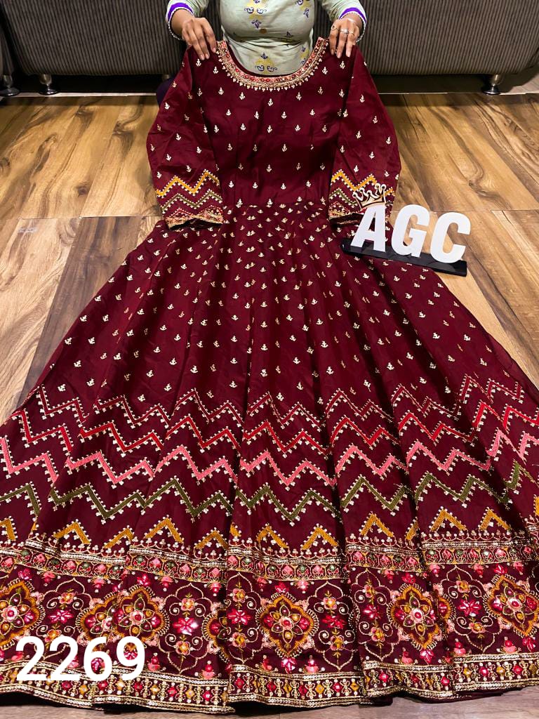 Chanderi Silk Anarkali Gown with Dupatta – Mina Designer Collection