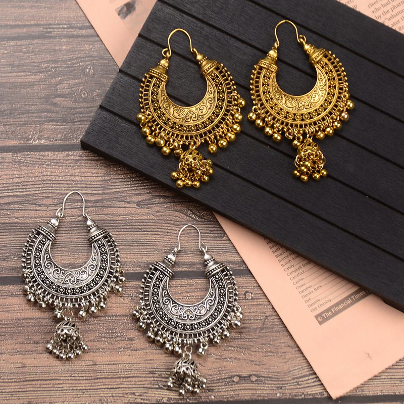 Saiba Indian Classic Chand Baali Jhumka Earrings - Mina Designer Collection